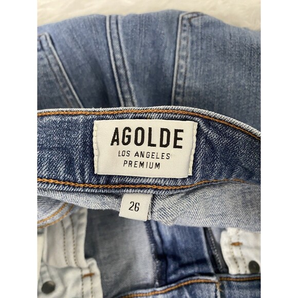 Agolde Blue Jeans Stretch Size 26 Denim Skinny Long Leg Pockets Mid Rise - Picture 10 of 12
